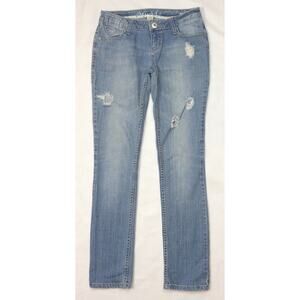 Mudd Skinny Jeans Junior Girl Size 3 Blue Denim Ripped Distressed Stretch Cotton